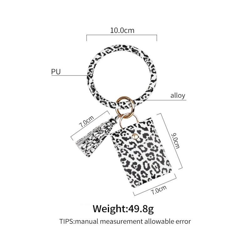 Bracelet Keychain Coin Purse Leopard Print PU Leather Tassel Coin Purse Card Case