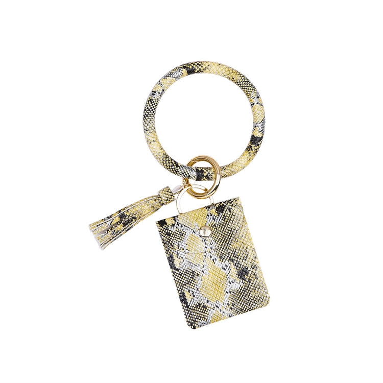 Wrist Keychain Coin Purse PU Leather Snake Print Bracelet Card Case