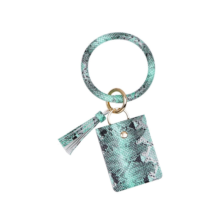 Wrist Keychain Coin Purse PU Leather Snake Print Bracelet Card Case