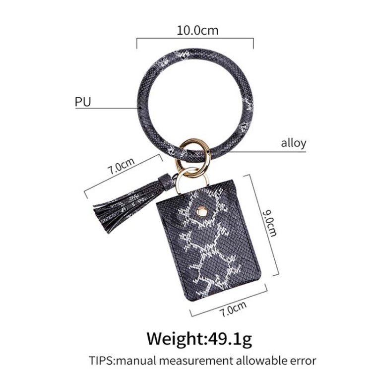 Wrist Keychain Coin Purse PU Leather Snake Print Bracelet Card Case