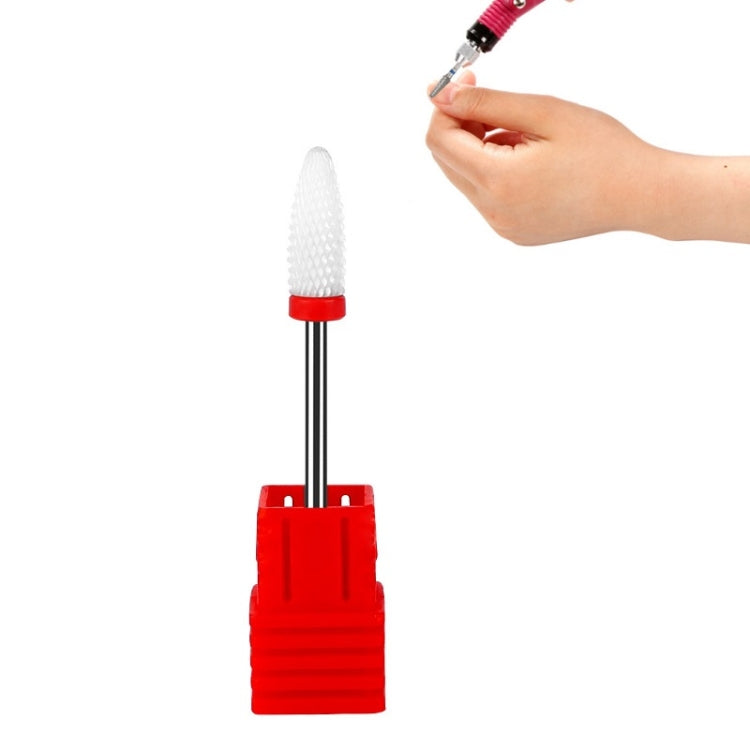 3 PCS Manicure Ceramic Round Grinding Head, Specification: F Red Fine Teeth
