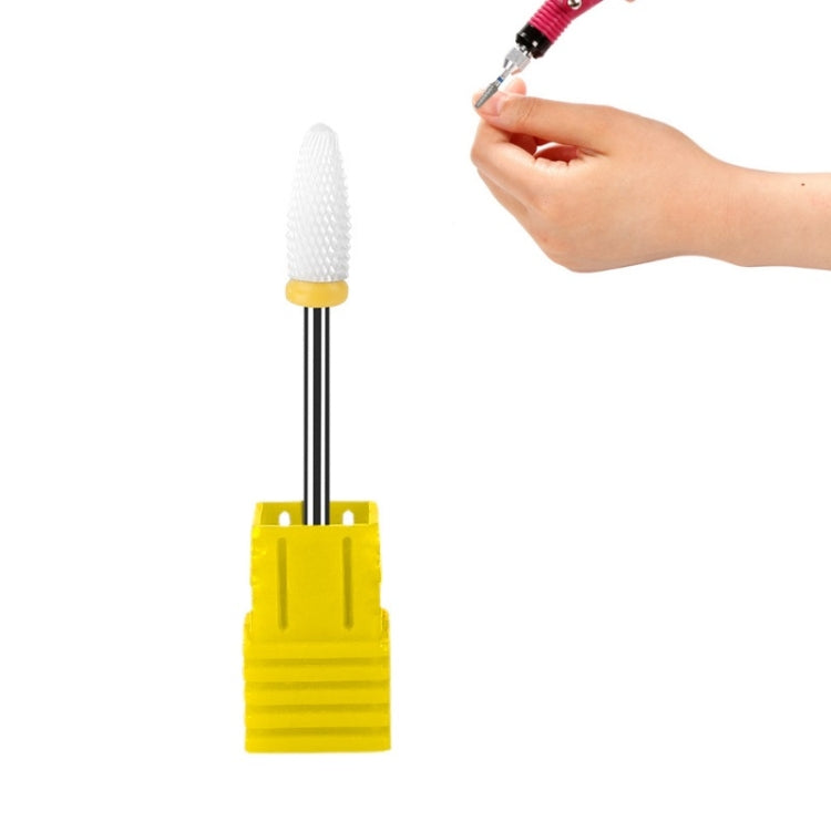 3 PCS Manicure Ceramic Round Grinding Head, Specification: XF Yellow Fine Tooth