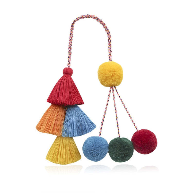 DIY Hand-Woven Bohemian Long Tassel Bag Pendant Keychain Hair Ball Pendant