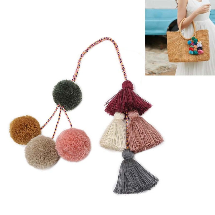 DIY Hand-Woven Bohemian Long Tassel Bag Pendant Keychain Hair Ball Pendant