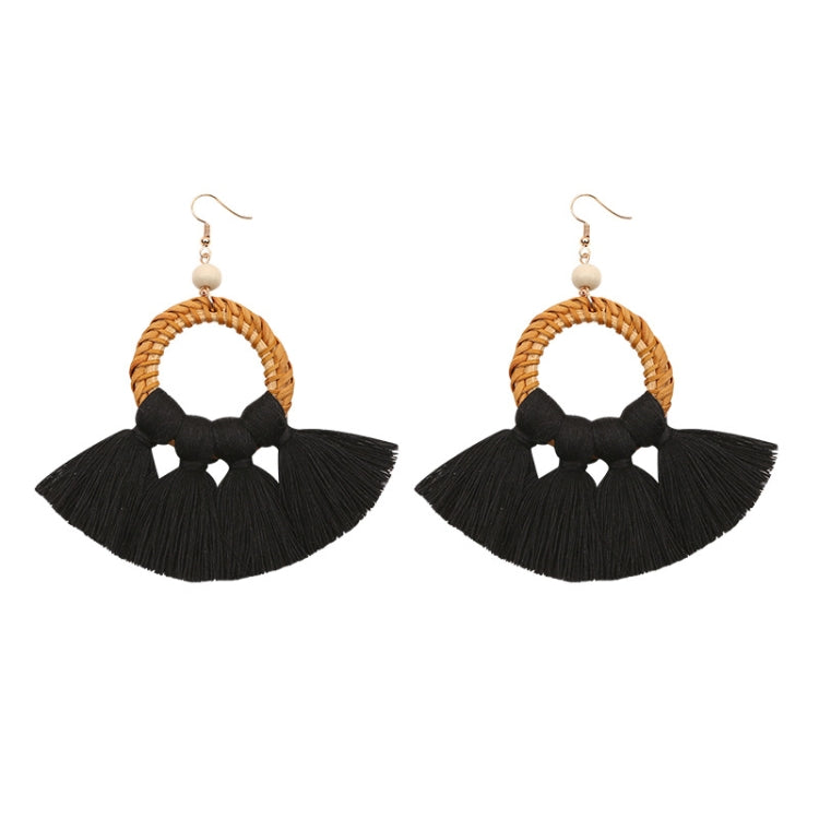 2 Pairs Ethnic Style Cotton Tassel Earrings Exaggerated Earrings Long Earrings