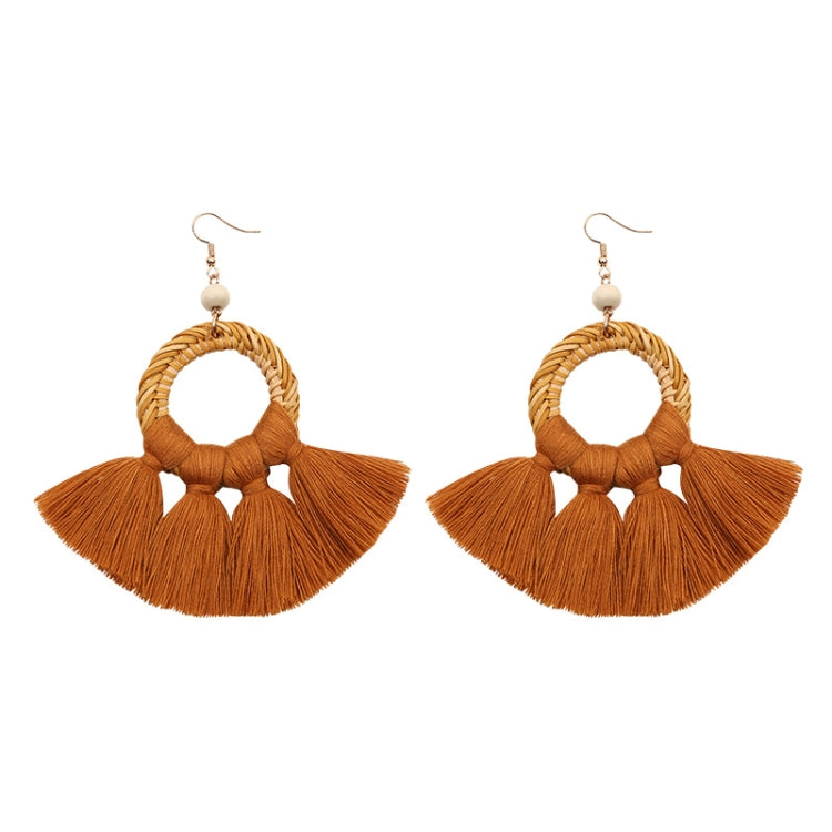 2 Pairs Ethnic Style Cotton Tassel Earrings Exaggerated Earrings Long Earrings