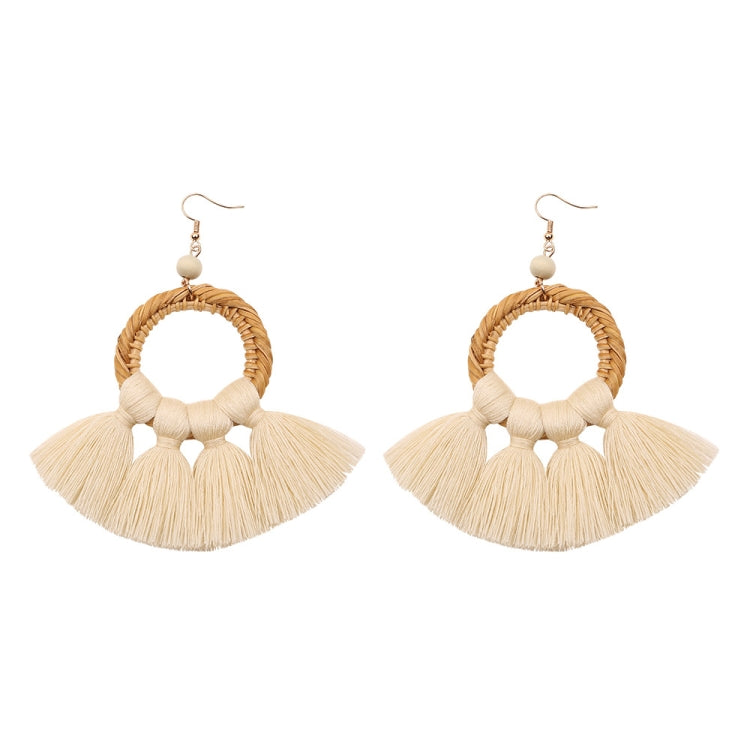 2 Pairs Ethnic Style Cotton Tassel Earrings Exaggerated Earrings Long Earrings