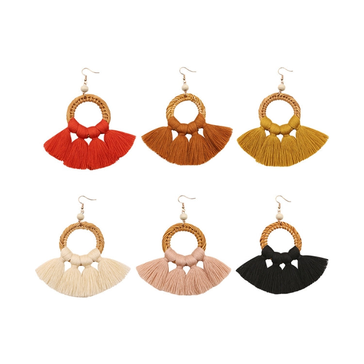 2 Pairs Ethnic Style Cotton Tassel Earrings Exaggerated Earrings Long Earrings