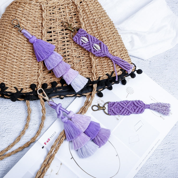 2 PCS Personality Creative Jewelry Pendant Bohemia Tassel Jewelry Pendant Hand-Woven Rope Knot Bag Keychain, Style:K68009