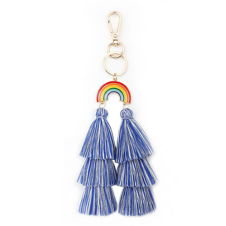 2 PCS Rainbow Ornaments Bohemian Cotton Thread Tassel Bag Pendant Car Keychain Jewelry Accessories