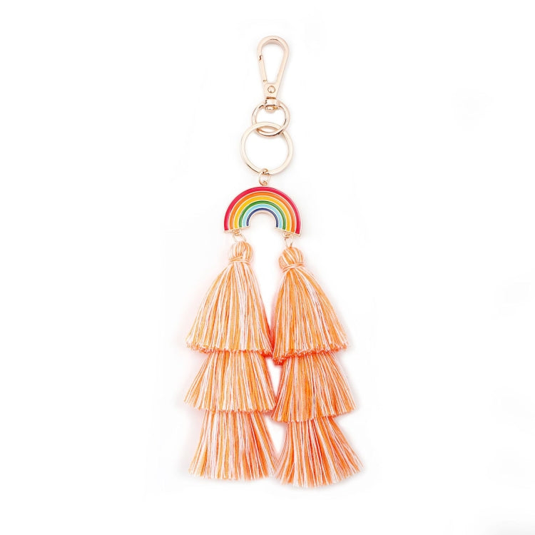 2 PCS Rainbow Ornaments Bohemian Cotton Thread Tassel Bag Pendant Car Keychain Jewelry Accessories