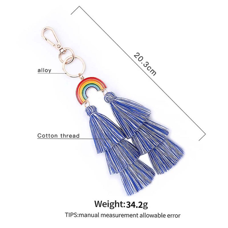 2 PCS Rainbow Ornaments Bohemian Cotton Thread Tassel Bag Pendant Car Keychain Jewelry Accessories
