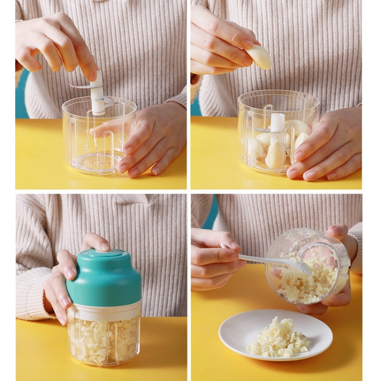 Wireless USB Charging Garlic Machine Baby Food Supplement Machine, Style:Cups of Minced Garlic + Minced Meat
