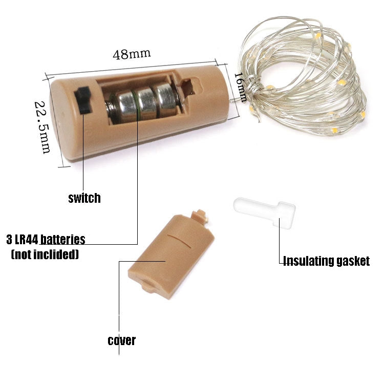 10 PCS LED Wine Bottle Cork Copper Wire String Light IP44 Waterproof Holiday Decoration Lamp, Style:2m 20LEDs