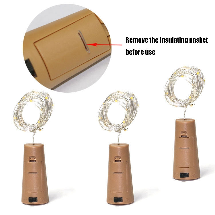 10 PCS LED Wine Bottle Cork Copper Wire String Light IP44 Waterproof Holiday Decoration Lamp, Style:2m 20LEDs