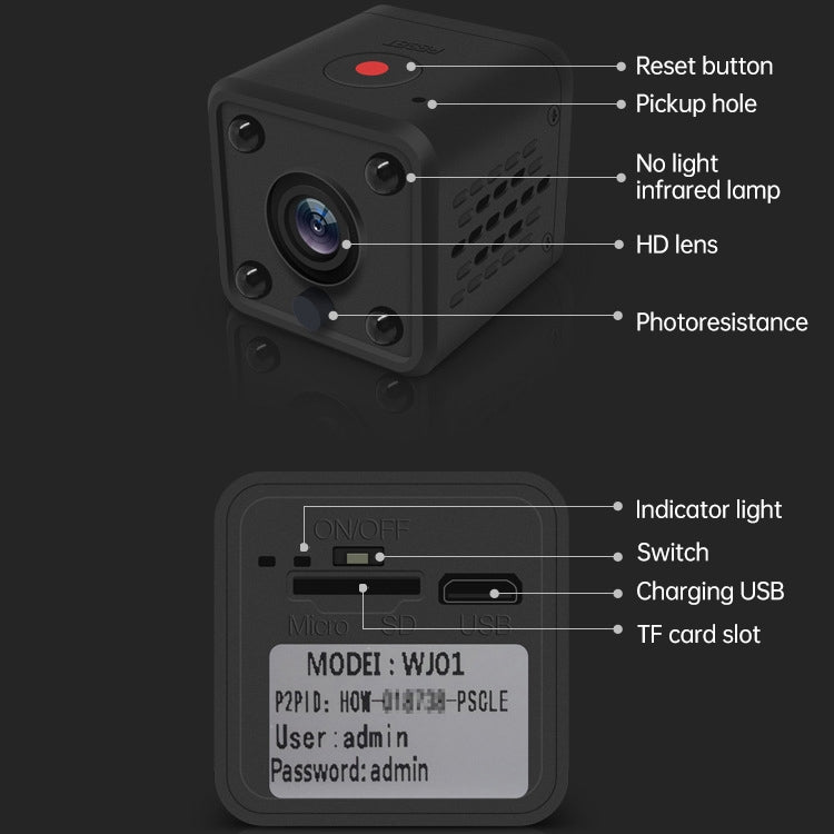 WJ03 1080P WiFi Mini Smart Home DV Recorder IP Camera, Support Monitor Detection & Night Vision & Loop Recording & TF Card