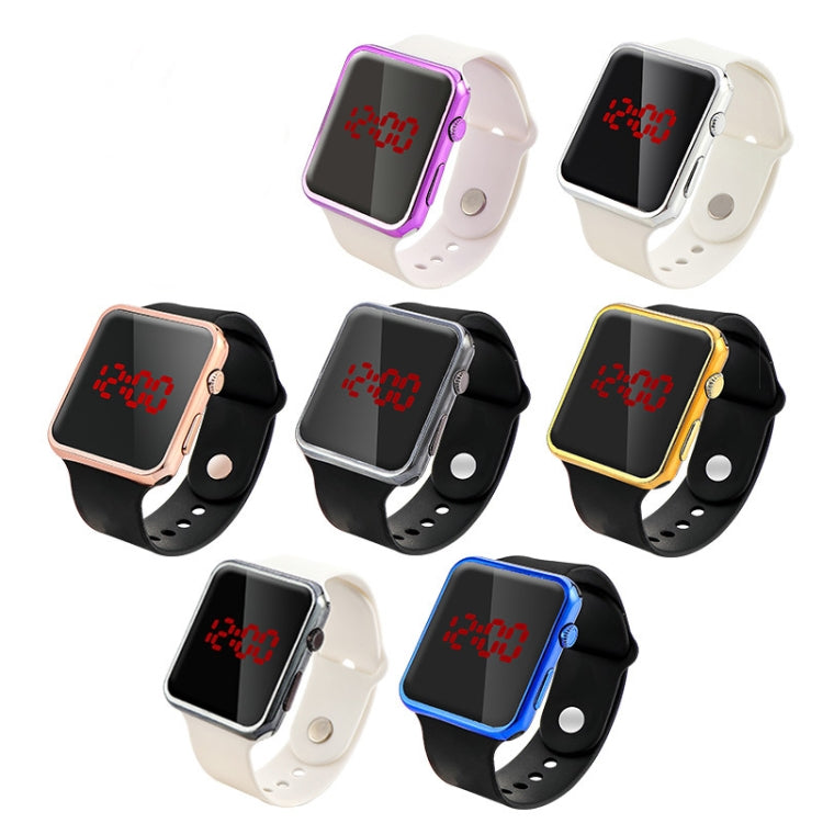 5 PCS Electroplating Shell Square Big LED Electronic Watch Student  Watch