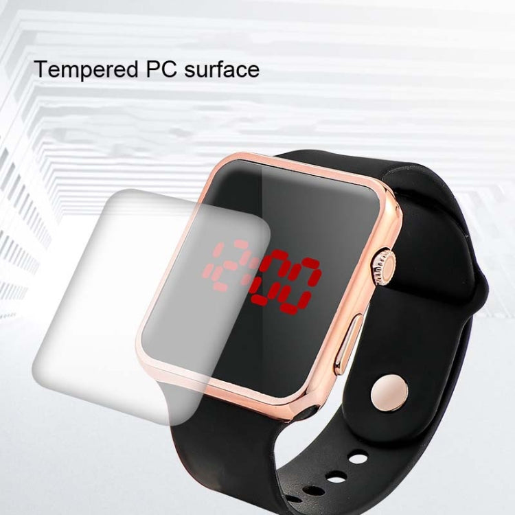 5 PCS Electroplating Shell Square Big LED Electronic Watch Student  Watch