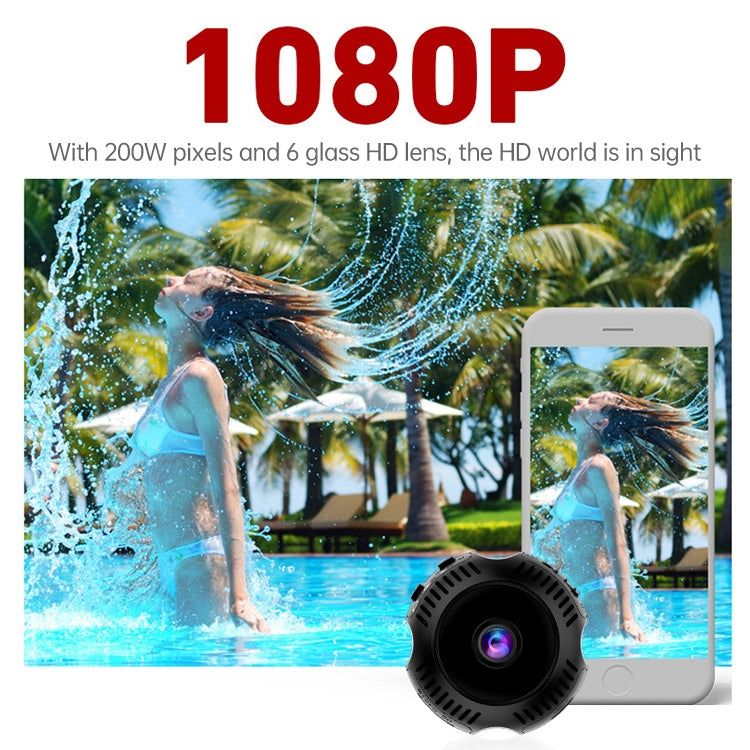 Driving Recorder Small Monitor Camera Sports Outdoor Wireless WIFI Night Vision HD Strap Camera without Memory Card(Black)