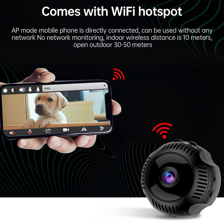 Driving Recorder Small Monitor Camera Sports Outdoor Wireless WIFI Night Vision HD Strap Camera without Memory Card(Black)