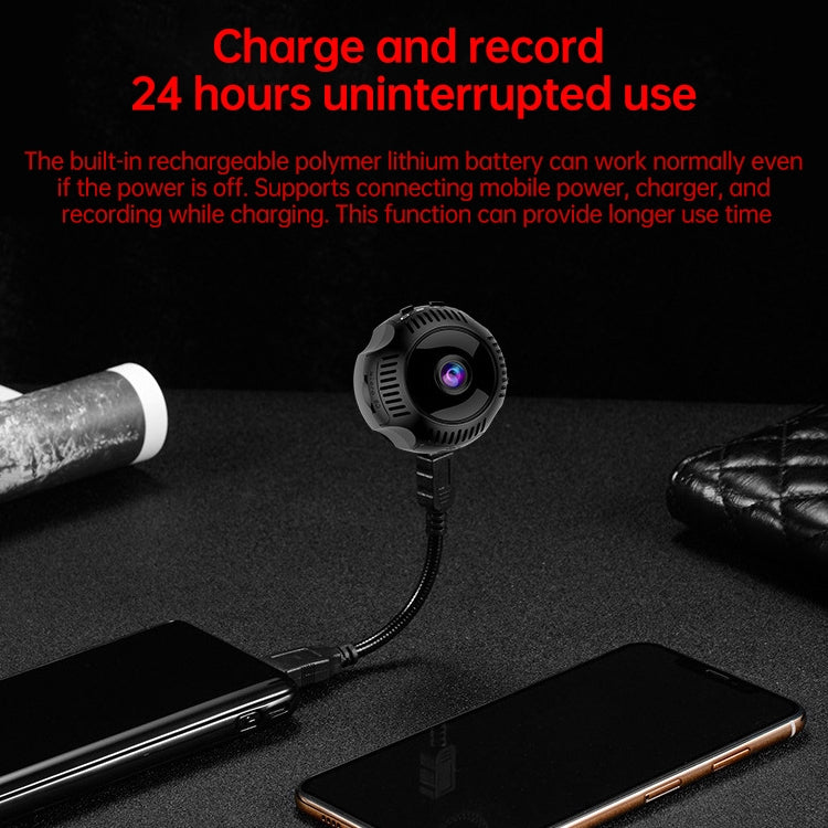 Driving Recorder Small Monitor Camera Sports Outdoor Wireless WIFI Night Vision HD Strap Camera without Memory Card(Black)