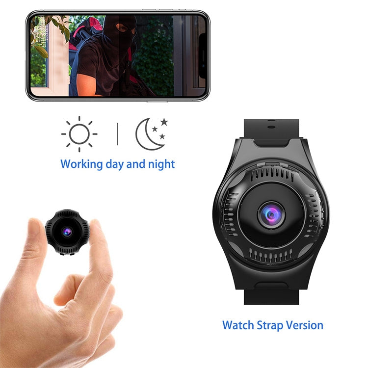 Driving Recorder Small Monitor Camera Sports Outdoor Wireless WIFI Night Vision HD Strap Camera without Memory Card(Black)