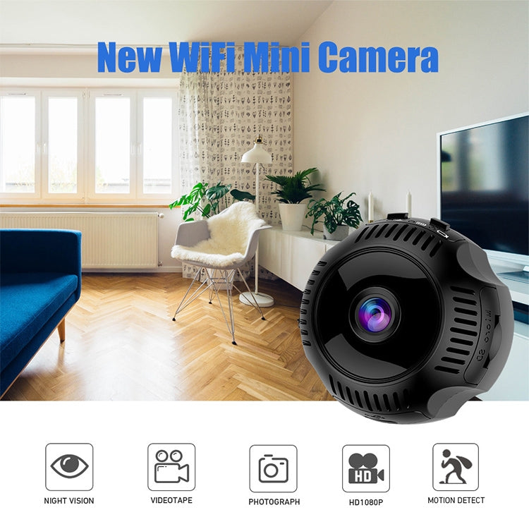 Driving Recorder Small Monitor Camera Sports Outdoor Wireless WIFI Night Vision HD Strap Camera without Memory Card(Black)