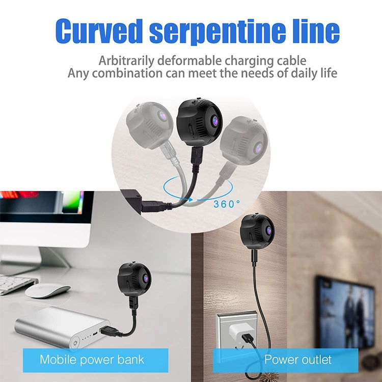 Driving Recorder Small Monitor Camera Sports Outdoor Wireless WIFI Night Vision HD Strap Camera without Memory Card(Black)