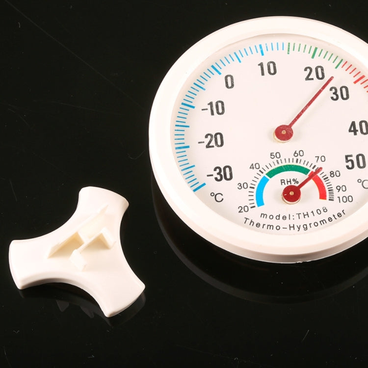 TH108 Mini Round Clock-shaped Indoor Outdoor Hygrometer Humidity Thermometer Temperature Meter, Random Color Delivery