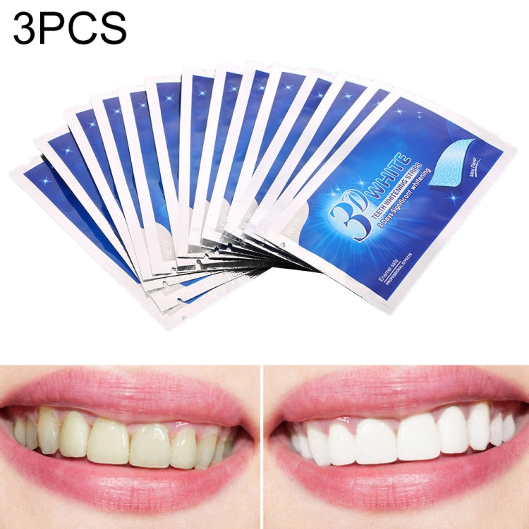 3 PCS 3D White Gel Teeth Whitening Strips Dental Kit Oral Hygiene Care Strip(Blue)