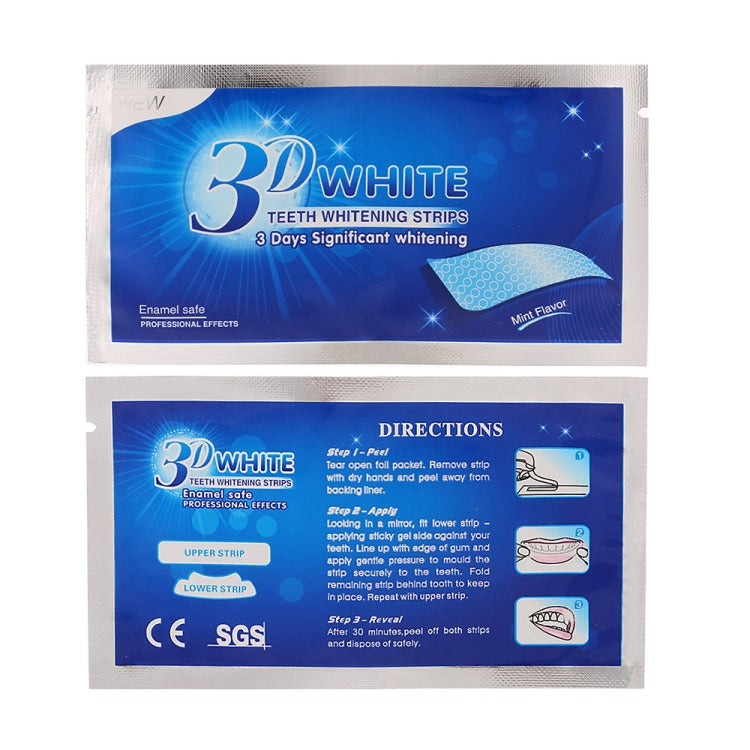 3 PCS 3D White Gel Teeth Whitening Strips Dental Kit Oral Hygiene Care Strip(Blue)