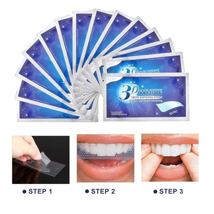3 PCS 3D White Gel Teeth Whitening Strips Dental Kit Oral Hygiene Care Strip(Blue)