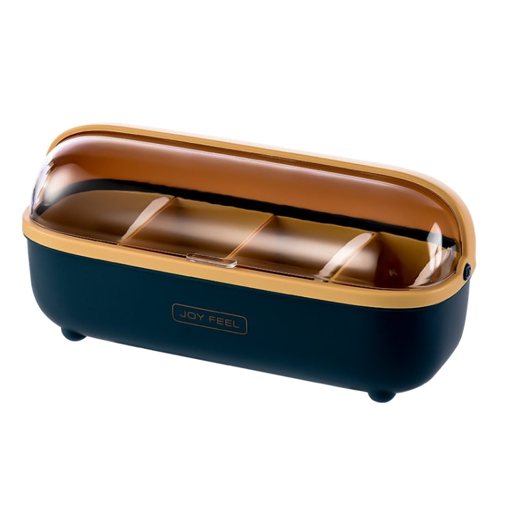 Kitchen Four Grid Split Seasoning Box  Sugar MSG Seasoning Box, Specification:  Seasoning Box (Blue)