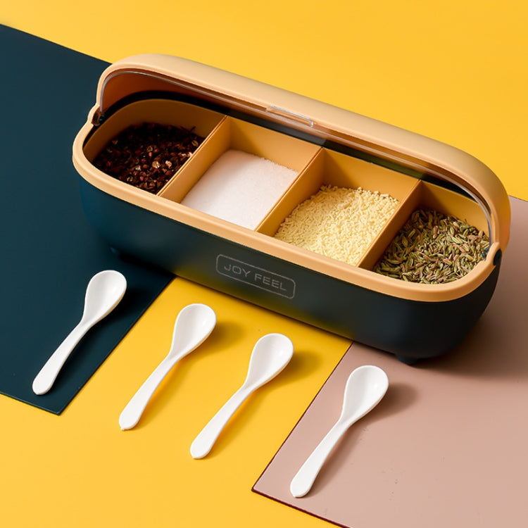Kitchen Four Grid Split Seasoning Box  Sugar MSG Seasoning Box, Specification: Seasoning Box (White)