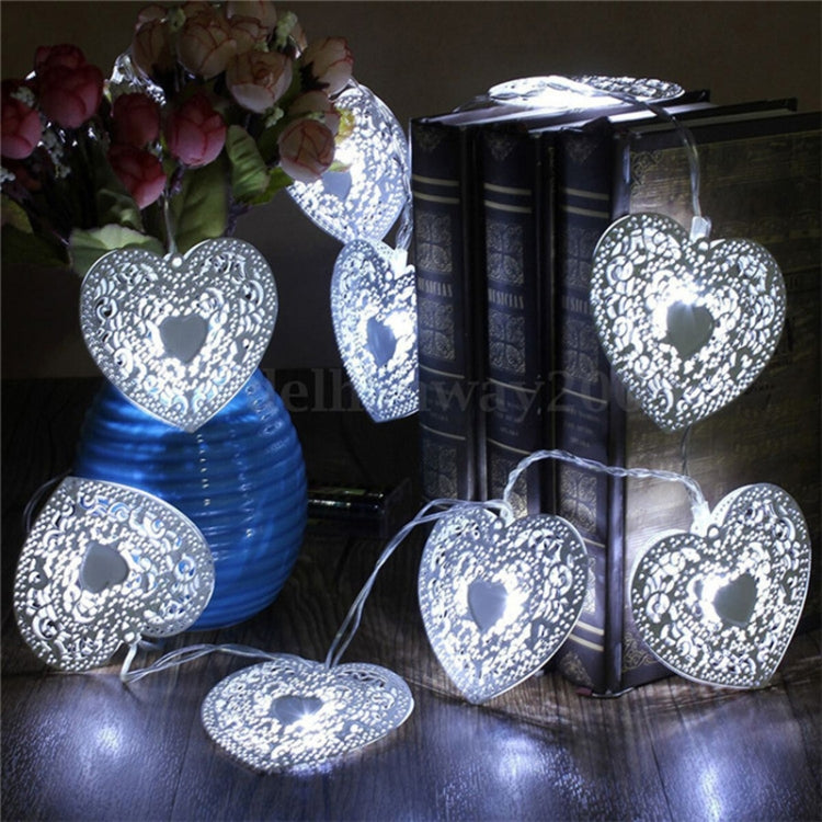 1.2m 10 LEDs Metallic White Paint Hollow Love Light String Christmas Day LED Light String