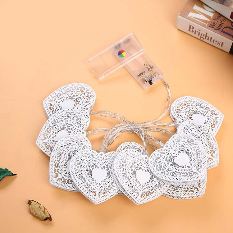 1.2m 10 LEDs Metallic White Paint Hollow Love Light String Christmas Day LED Light String