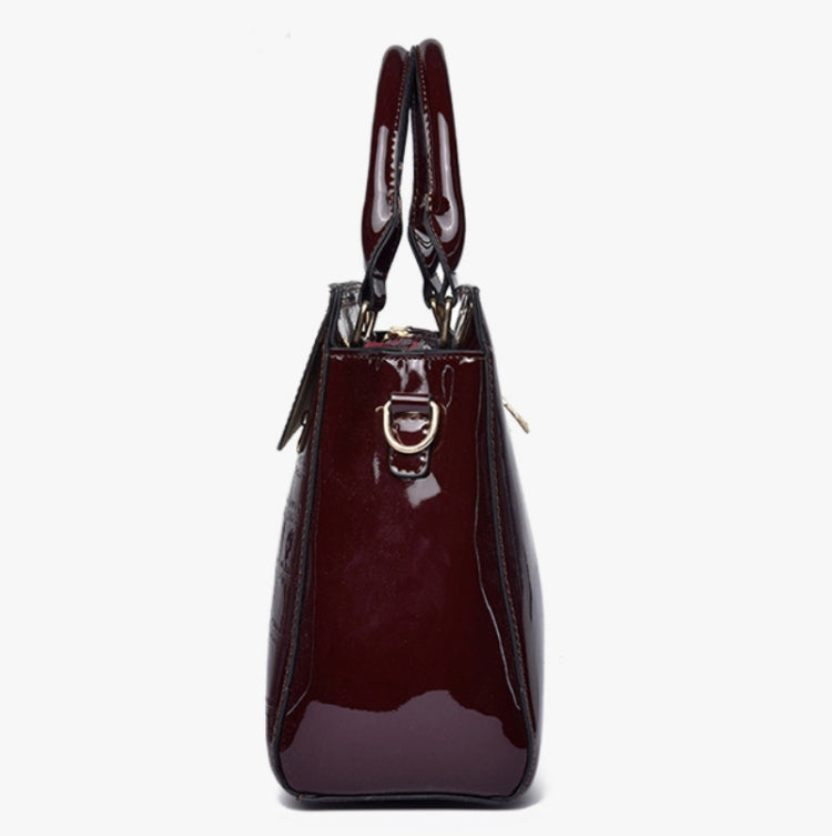 3 in 1 Patent Leather All-Match Temperament Messenger Handbag(Black)