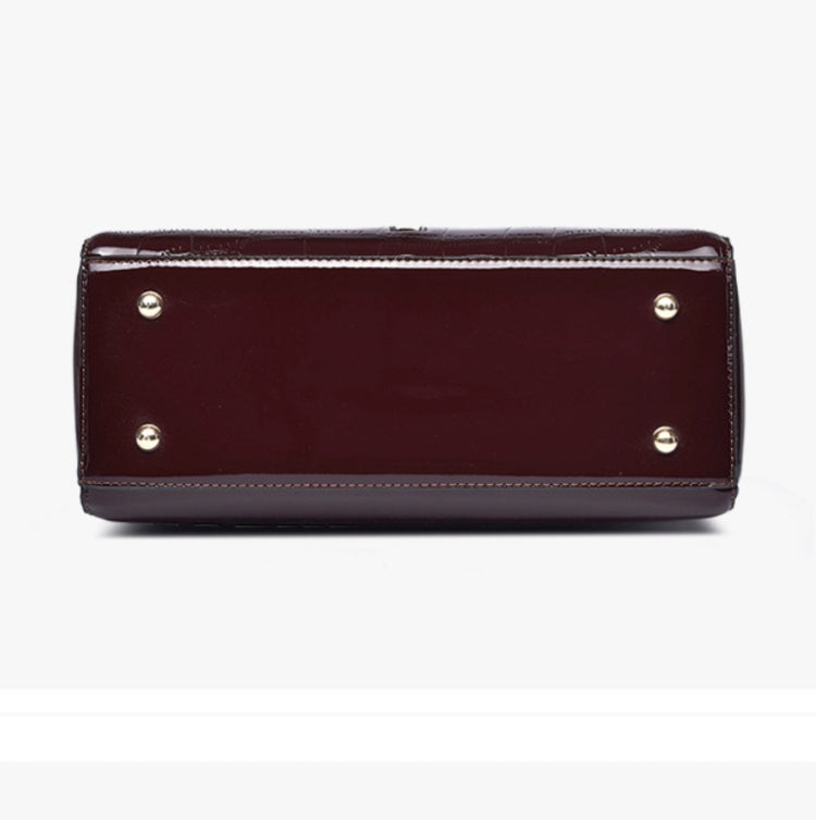 3 in 1 Patent Leather All-Match Temperament Messenger Handbag(Black)