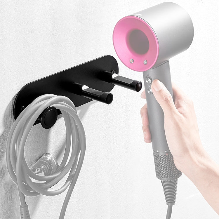 Bathroom Perforation-Free Wall-Mounted Hair Dryer Hanger Holder, Style:All-in-one