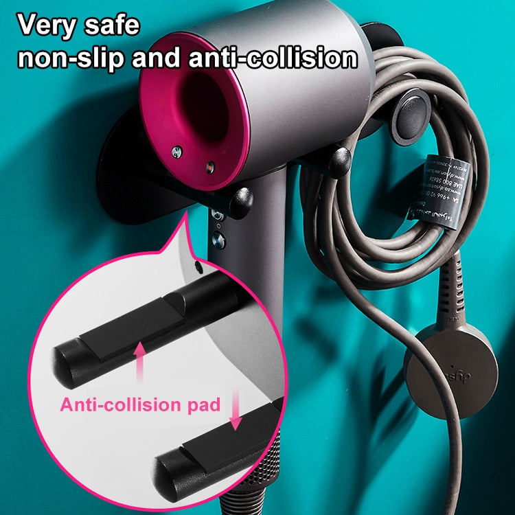 Bathroom Perforation-Free Wall-Mounted Hair Dryer Hanger Holder, Style:All-in-one