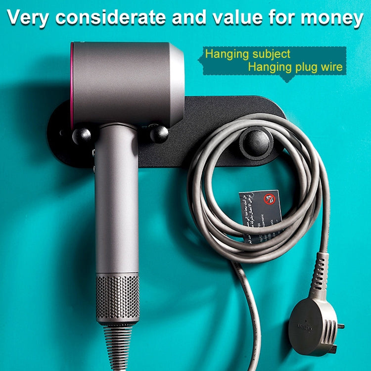 Bathroom Perforation-Free Wall-Mounted Hair Dryer Hanger Holder, Style:All-in-one
