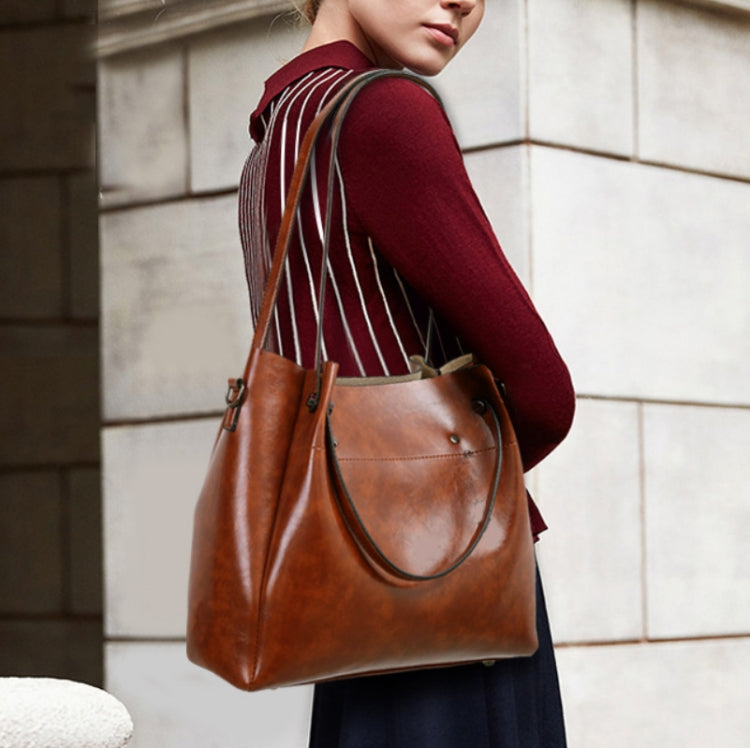 4 in 1 Ladies Retro Handbag Fashion Large Capacity Sub-Diagonal Bucket Bag