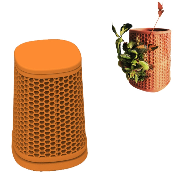 Terraplanter Lazy Automatic Watering Ceramic Flowerpot Indoor Plant Red Clay Automatic Water Seepage Honeycomb Flowerpot, Style:Square