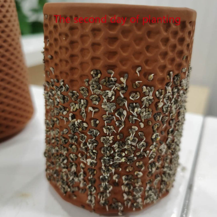 Terraplanter Lazy Automatic Watering Ceramic Flowerpot Indoor Plant Red Clay Automatic Water Seepage Honeycomb Flowerpot, Style:Square
