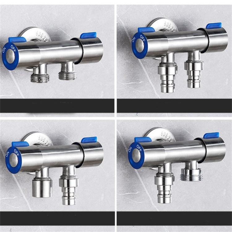 Stainless Steel One-In-Two-Out Multi-Function Three-Way Valve Faucet, Specification: Net Mouth+4 Points Mouth