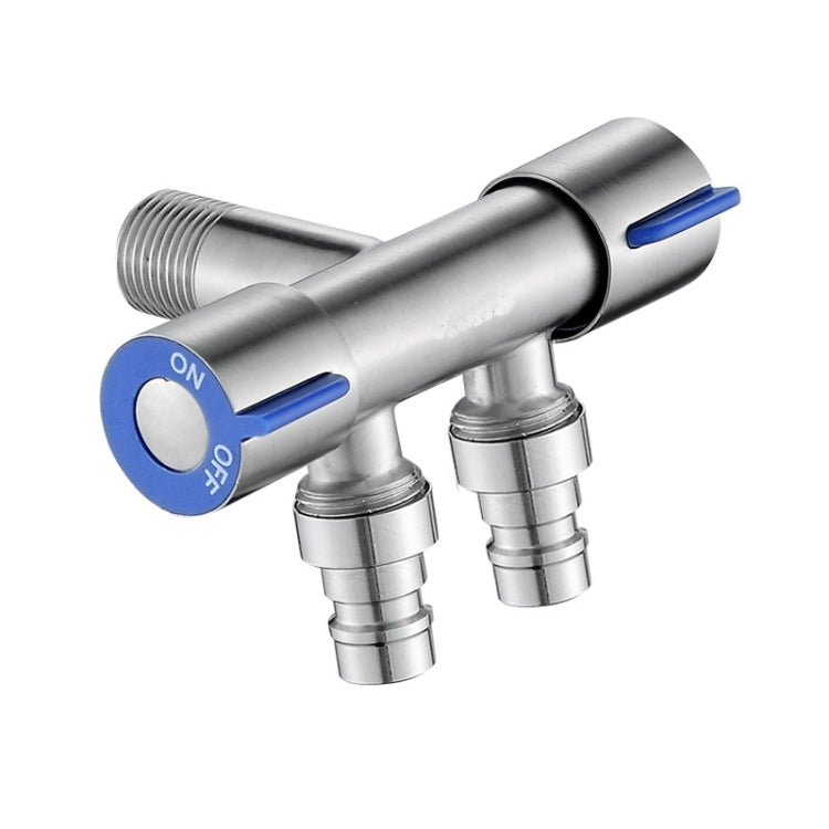 Stainless Steel One-In-Two-Out Multi-Function Three-Way Valve Faucet, Specification: Double 4-point Nozzle