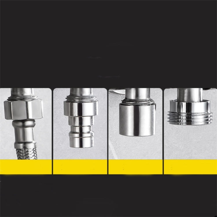 Stainless Steel One-In-Two-Out Multi-Function Three-Way Valve Faucet, Specification: Double 4-point Nozzle