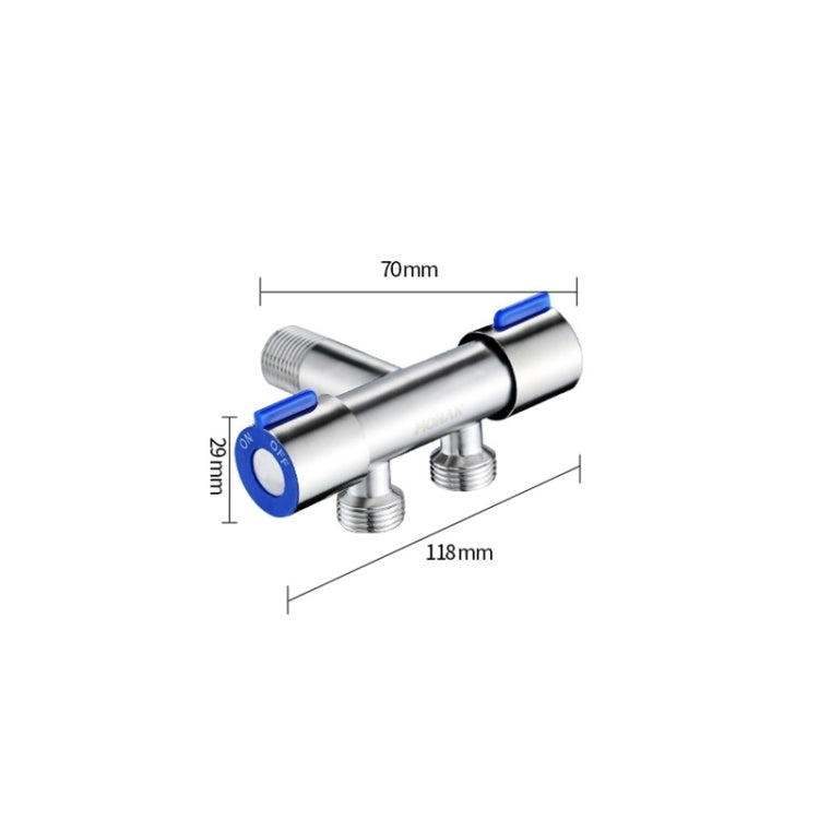 Stainless Steel One-In-Two-Out Multi-Function Three-Way Valve Faucet, Specification: Double 4-point Nozzle