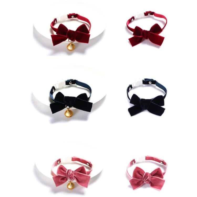 5 PCS Velvet Bowknot Adjustable Pet Collar Cat Dog Rabbit Bow Tie Accessories, Size:S 17-30cm, Style:Bowknot
