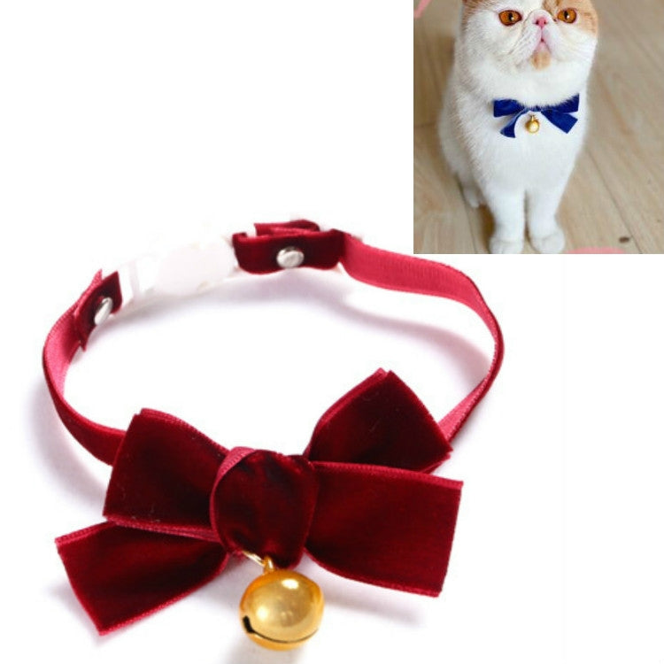 5 PCS Velvet Bowknot Adjustable Pet Collar Cat Dog Rabbit Bow Tie Accessories, Size:S 17-30cm, Style:Bowknot With Bell